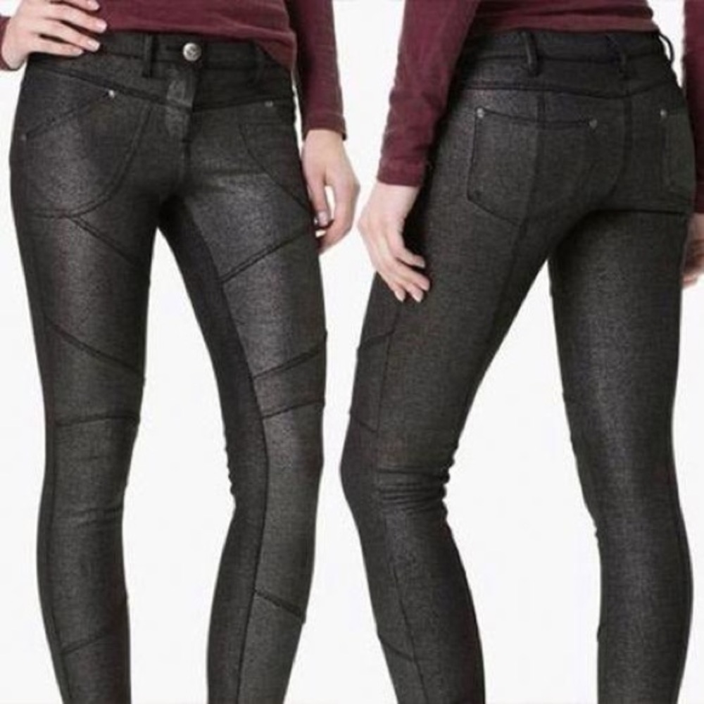 FREE PEOPLE. Black Metallic Moto.